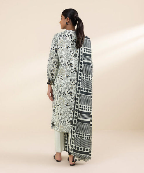 Sapphire Winter Collection – Printed 3-Piece Linen Suit