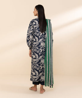 Sapphire Winter Collection – Printed 3-Piece Linen Suit