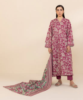 Sapphire Winter Collection – Printed 3-Piece Linen Suit