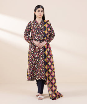 Sapphire Winter Collection – Printed 3-Piece Linen Suit
